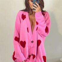 Womens Sweater Love Flower Smile Loose Oversized Knitter