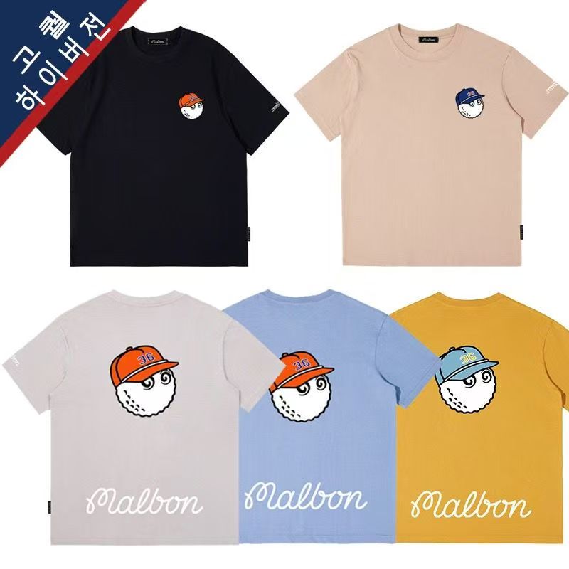 Korean Malbon Golf Golf Short-Sleeved Sports T-Shirt for Men and Women, High-Quality Pure Cotton Breathable Jersey Korean Malbon Golf Golf Short-Sleeved Sports T-Shirt for Men and Women, High-Quality Pure Cotton Breathable Jersey