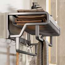 Gun gray bathroom towel rack without punching light luxury style bathroom storage rack to store clothes wall-mounted bath towel rack