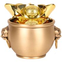 Baifu copper vat attracts wealth ornaments copper rice vat double lion ear cornucopia good harvest small copper vat craft gifts