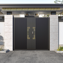Wrought iron courtyard door country entrance single and double-opening courtyard door aluminum alloy garden door villa courtyard door
