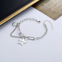 Chaosheng S925 sterling silver Korean style spliced tassel five-pointed star bracelet ins retro fashion lucky bracelet for women