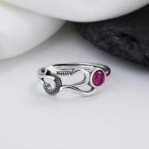 Chaosheng S925 sterling silver romantic 520 number inlaid garnet ring ins versatile gift for girlfriend index finger ring