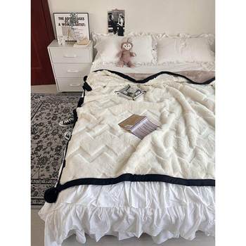 Kasini thickened warm double rabbit plush blanket bedroom milk velvet blanket office sofa casual cover
