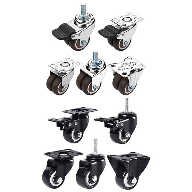 Heavy Duty Universal Wheels Mute Small Casters Steering Wheels Roller Hand Push Trailer With Brake Wheel Puller Base