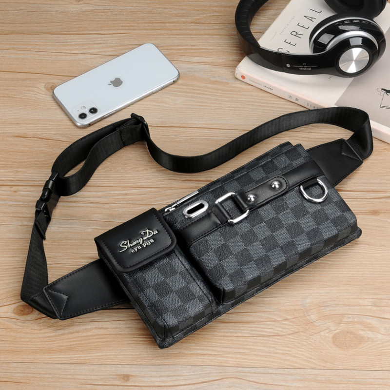 European and American fashion chest bag Single shoulder bag Men's pocket Bag Backpack Youth Skew Satchel Boys small satchel Han version of the men's bag-Taobao