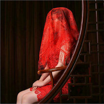 Brides red hijab wedding hosts wedding dress Chinese wedding dress Xiuhe summer head covering red Hijab translucent