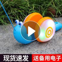 Internet celebrity pull rope snail childrens pull rope tow line slides and pulls the traction fiber rope baby pull line toddler toy