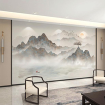 3D stéréo mural customizing 2024 new Chinese landscape TV background room living room wallpaper film and film wall paper