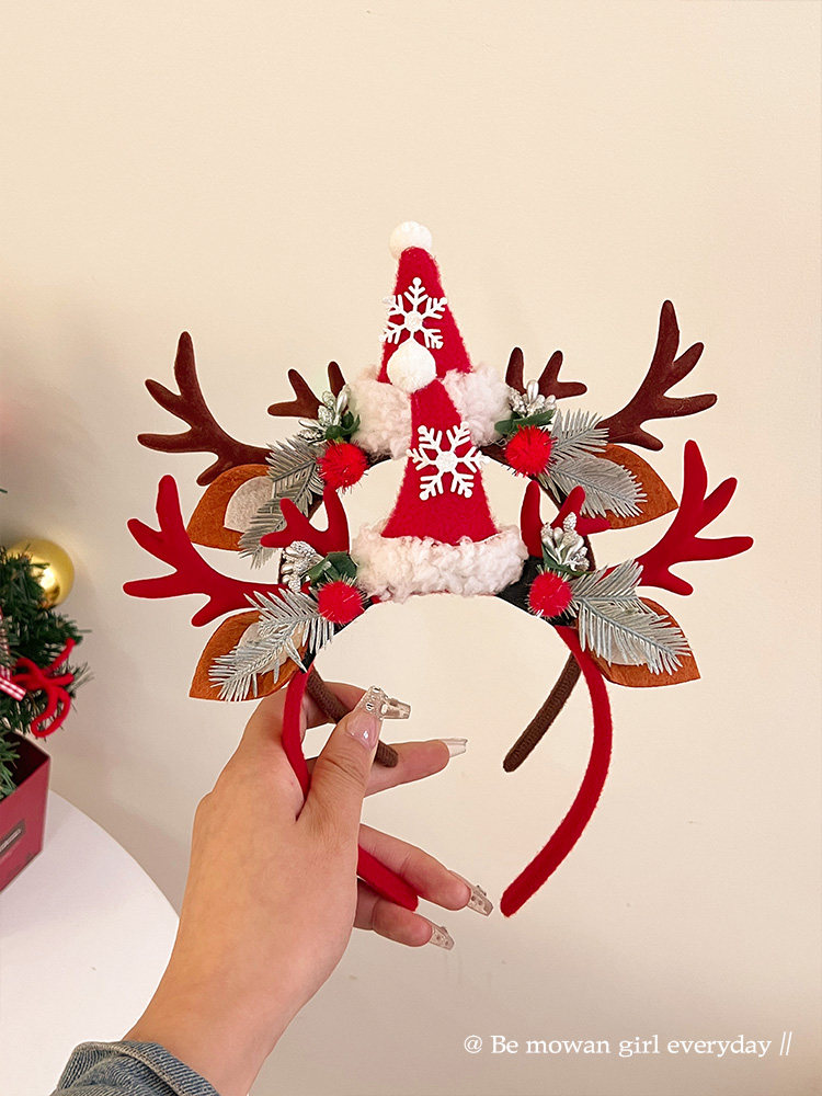 Christmas Headband, Children's Cute Antler Headband, Atmospheric Photo Props, Party Dress-Up, Reindeer Hair Accessories
