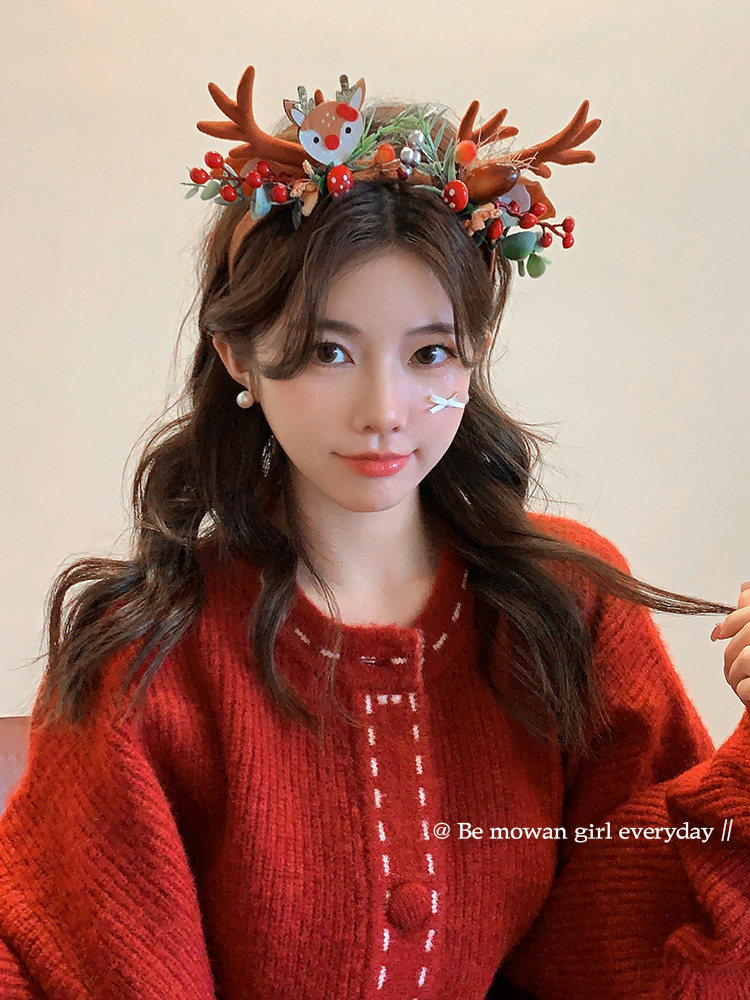 Christmas Headband, Children's Cute Antler Headband, Atmospheric Photo Props, Party Dress-Up, Reindeer Hair Accessories