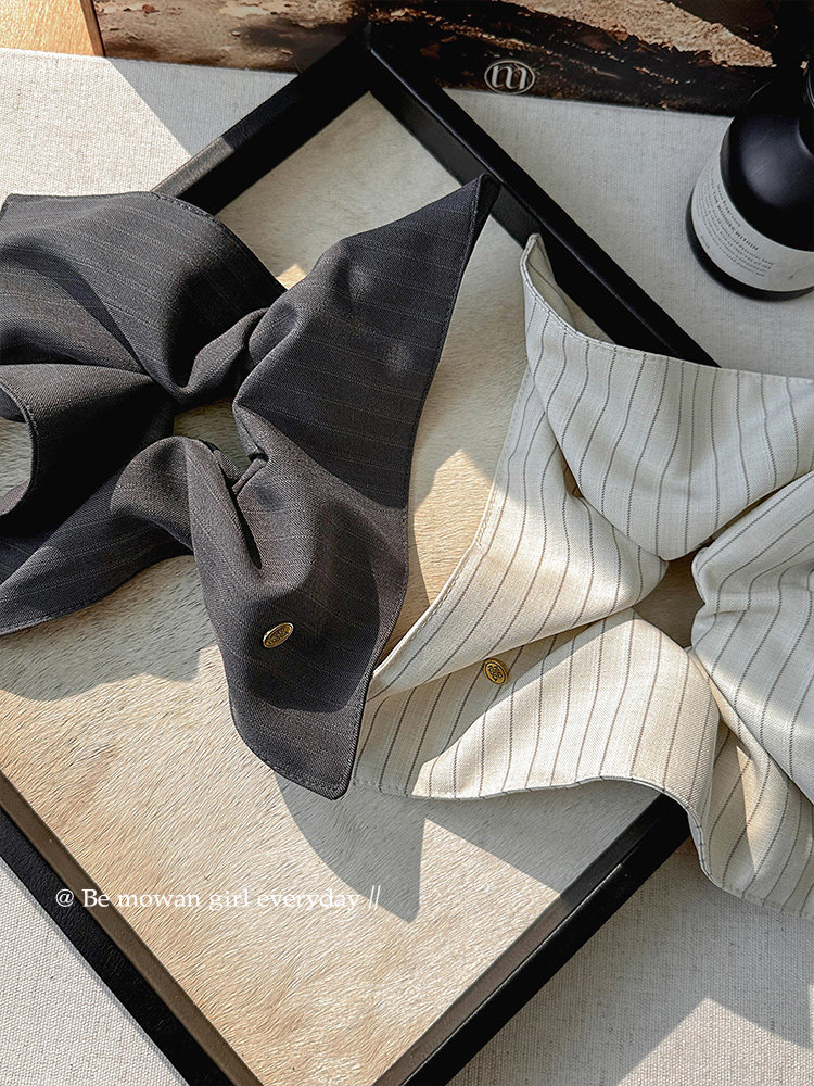 Autumn and Winter New Striped Scrunchie Fabric Hair Tie Ponytail Hair Rope Headband Hair Accessory with a High-End Feel