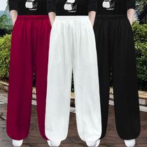 Spring and summer cotton and linen Tai Chi pants for men and women loose bloomers linen morning exercise pants fitness pants yoga pants martial arts training pants.