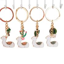 New hot-selling creative cute cartoon animal alpaca plant keychain backpack mobile phone pendant small gift