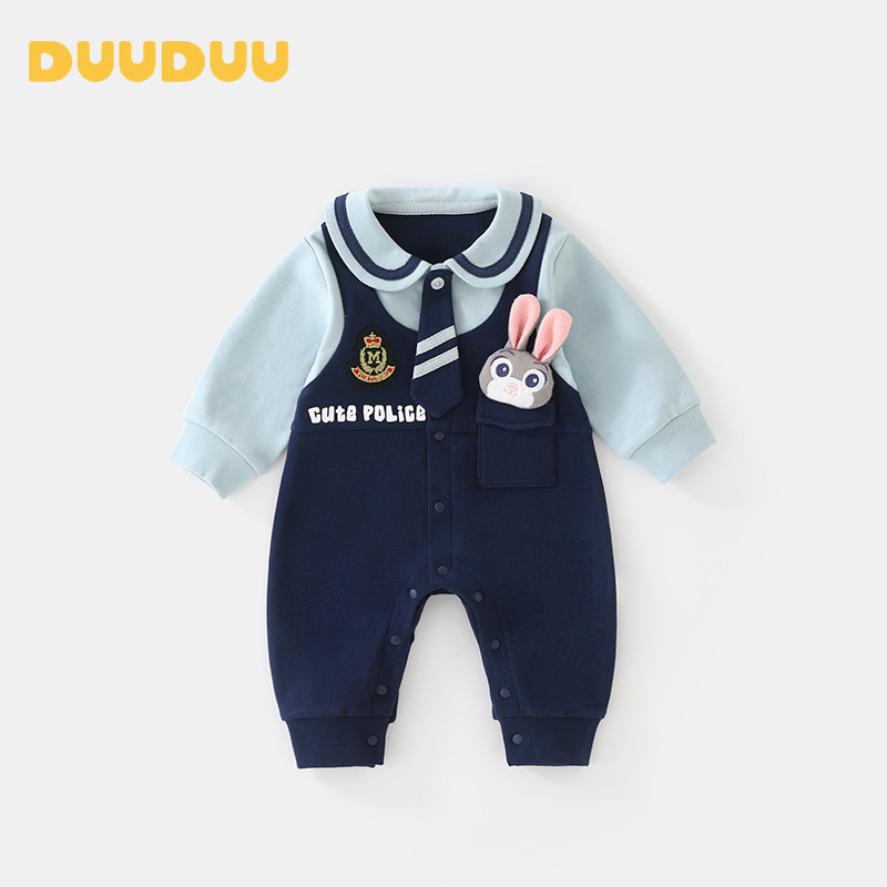 Duuduu Baby Girl Autum Clothes Long-Sleeved Harem Baby Cartoon Spring Jumpsuit Spring Newborn Crawling Suit