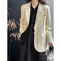 Juzhi 2024 spring new Chinese style light national style suit jacket womens high-end jacquard disc button top 66005