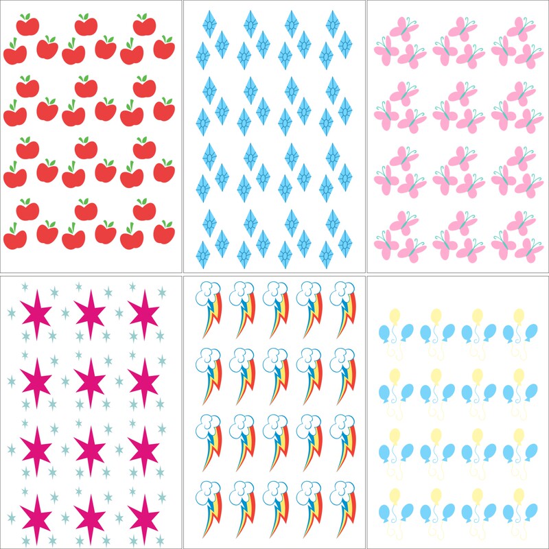 My Little Pony Children's Tattoo Stickers Applejack Pinkie Pie Cute Cartoon Logo Pattern Rarity Rainbow
