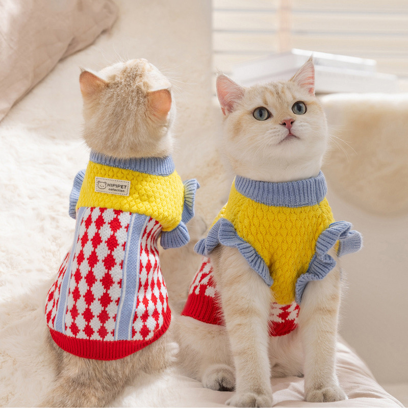 German Rhine Cat Clothing Anti-Shedding Winter Warm Kitten Sweater Pet Fleece German Cat Home Wear