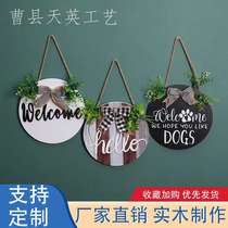 Wooden Welcome Doorplate Custom Listed Crafts American Countryside Style Craft Pendant Cross Border Decoration Card