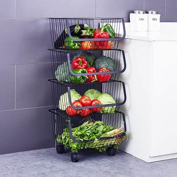 Vegetable storage rack 304 stainless steel floor-standing multi-layer kitchen vegetable rack fruit vegetable fruit vegetable basket storage basket