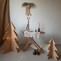 Nordic ins style wooden Christmas tree Christmas stockings Christmas decorations small ornaments building blocks childrens photo props