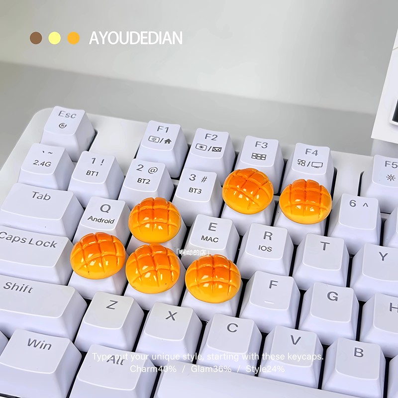 Long Nails Gaming Gadget Cartoon Mini Pineapple Bun Keyboard Stickers Keycap DIY Nail Art Typing Aid for Girls