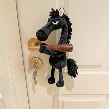 Little Horse Pendant for Door Handle, Door Handle Protective Cover, Plush Toy, Year of the Horse Mascot Decoration, Plush Hanging Ornament for Bags