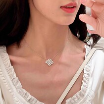 Platinum necklace womens loop water drop four-leaf clover clavicle chain HW Harry Winston Valentines Day gift for girlfriend