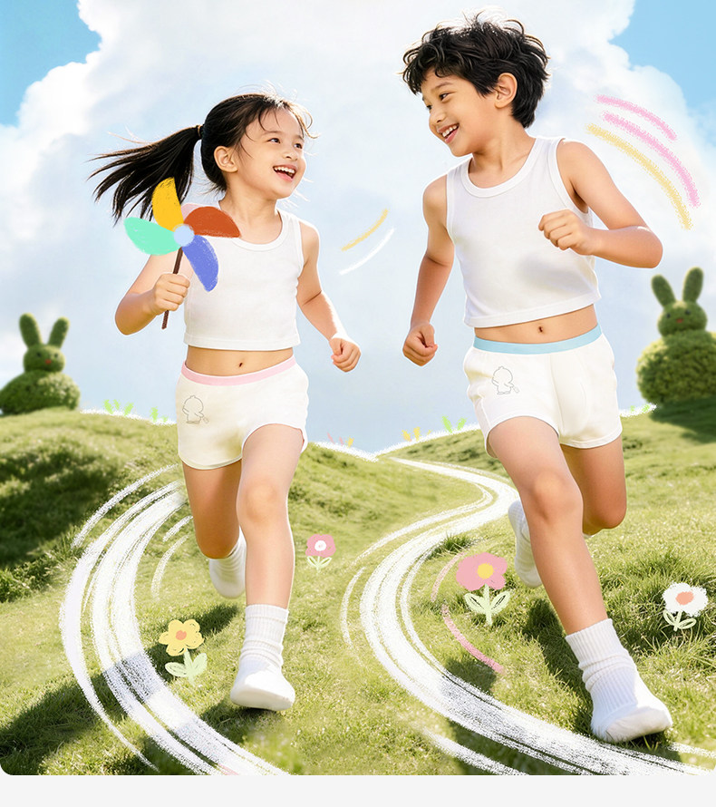 Deyou Children's Disposable Cotton Boxer Briefs for Girls and Boys, Sterilized, No-Wash, Daily Use, Travel Shorts — 6