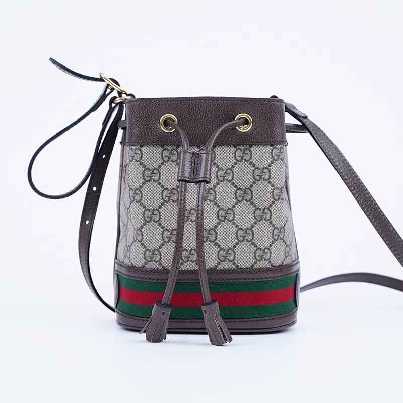 9.9新Gucci/古驰Ophidia时尚高级水桶包女款迷你帆布单肩包送礼物