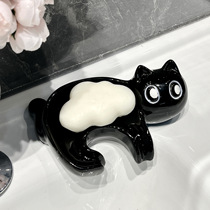 Creative cat soap box household high-end drain bathroom shelf cute ceramic soap box ornament soap holder