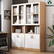 Bookcase with glass door storage cabinet living room wall bookcase storage storage cabinet integrated wooden high cabinet storage cabinet