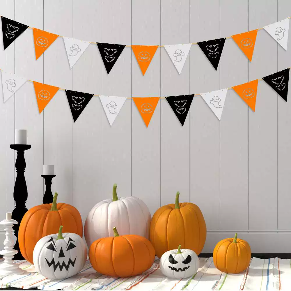 [Halloween Triangle Flag Ghost Bat Pumpkin Flag Ghost Festiv]