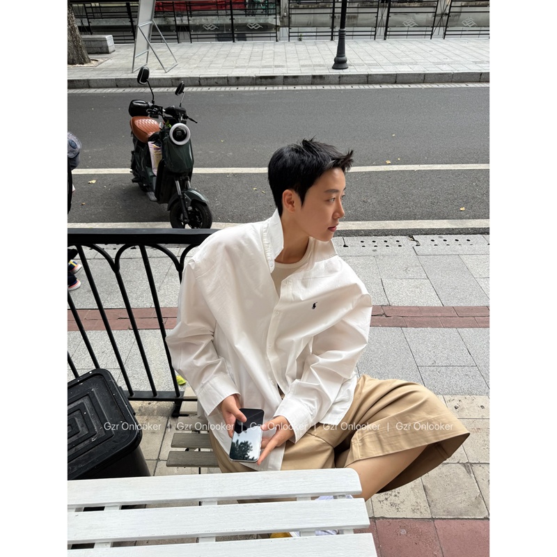 Gzr Onlooker Tencel/Mini Horse Embroidery Shirt Old Money Style Long Sleeve Loose Casual Shirt