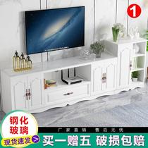 TV cabinet modern simple small apartment living room side cabinet combination European style tempered glass floor cabinet bedroom TV cabinet