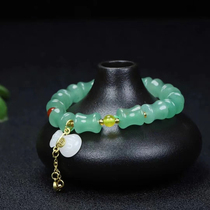 Natural Aventurine Jade Bamboo Bracelet Hot Style National Style Small Fresh Green Jade Bracelet Womens Bracelet Lucky and Blessing