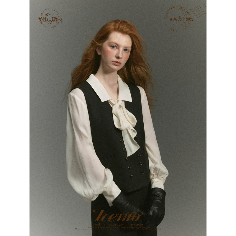 Iceiito*Eye of Petrochemical* Retro Commuter Style Double-Breasted Black Slim-Fit Suit Vest Iceiito*Eye of Petrochemical* Retro Commuter Style Double-Breasted Black Slim-Fit Suit Vest