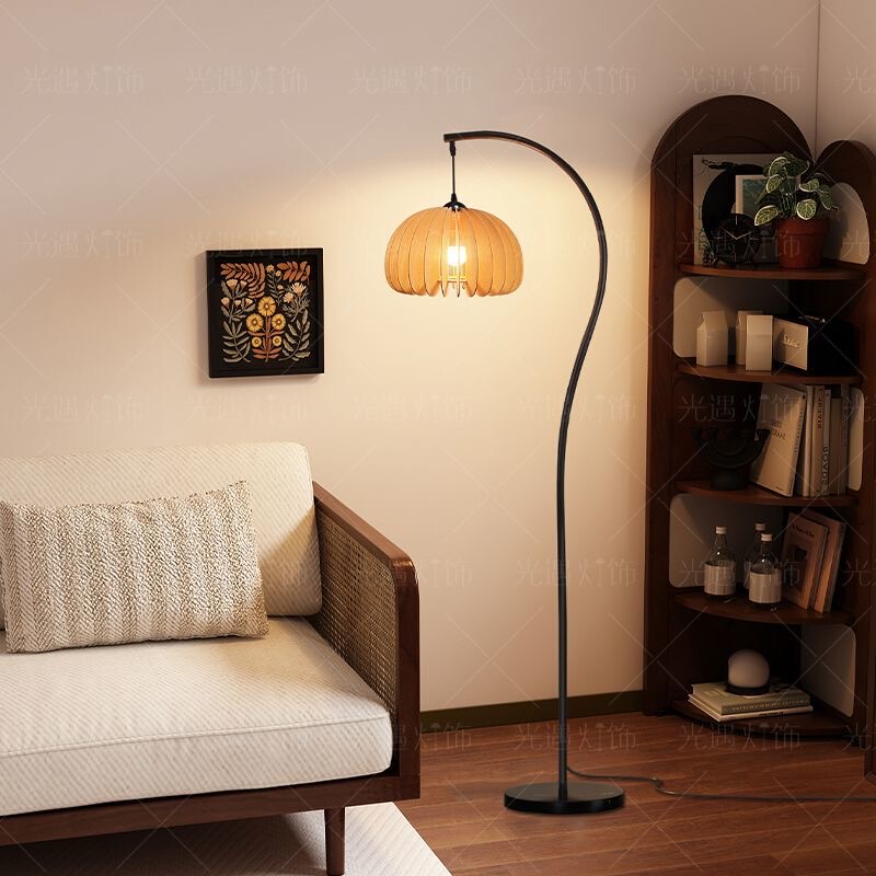 Vintage Floor Lamp for Living Room Next to Sofa, Simple Bedroom Ambiance, Retro Wabi-Sabi Style, Study Corner Standing Lamp