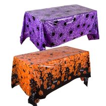 Halloween Decoration Tablecloth Pumpkin Spider Web Bat Plast