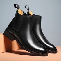 Spring Winter Elegant Chelsea Boots Leather Men Couple Shoe