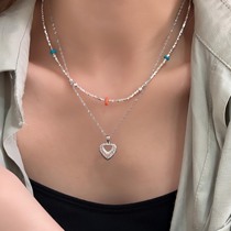 Yinruitai s925 sterling silver necklace womens electroplated love pendant niche designer light luxury high-end womens clavicle chain