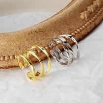 J1012 Light European and American minimalist design S925 sterling silver three-layer twisted ring womens design open index finger ring