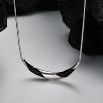 X2109 Korean version minimalist S925 sterling silver black drip glaze reel necklace women ins cold style short clavicle chain