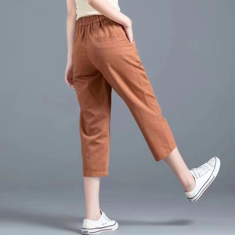 2026 Summer Thin Workwear Fashion Trousers High-Waisted Cotton Linen Capri Pants Women's Suit Casual Pants Breathable Harem Pants