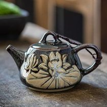 High-end light luxury high-end boutique kiln with Tianmu glaze built in a complete set of Chinese Jun kiln teapots lids bowls ceramic tea