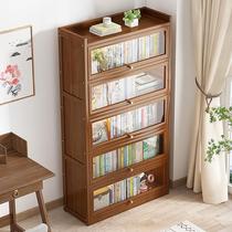 Bookcase storage cabinet home storage childrens living room cabinet Nanzhu narrow cabinet integrated wall bookshelf floor-standing storage rack