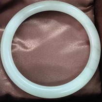 Undyed natural Xinjiang Tianshan jade bracelet ice jade floating flower jade bracelet womens snow jade gold silk jade round bar non-jade