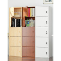 Simple lockable bookcase bookshelf floor-standing modern simple storage cabinet economical combination grid cabinet storage cabinet with door