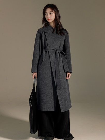 New Chinese style Ancora red cashmere coat jacket 2024 autumn and winter new style plate buckle double-sided woolen high-end coat for women