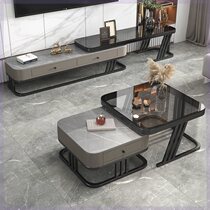 Slate coffee table living room home light luxury modern new small apartment simple floor-standing glass coffee table TV cabinet combination